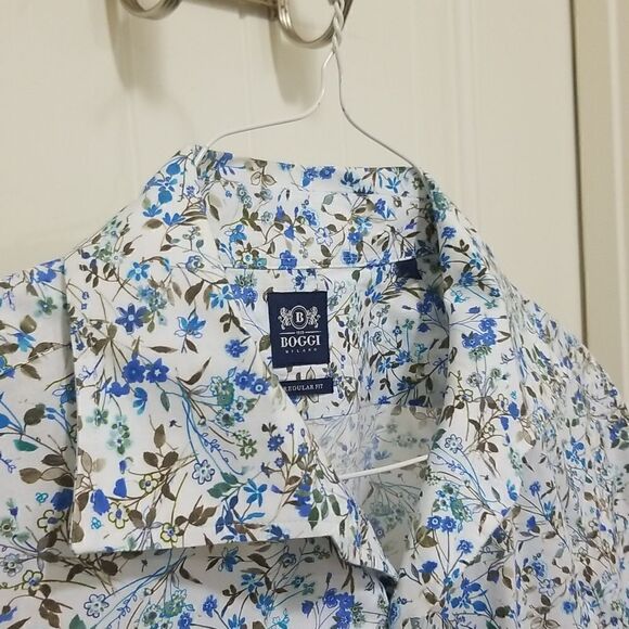 BOGGI MILANO Italian Style Blue 100% Cotton Long Sleeve Button Up sz Large - Picture 6 of 8